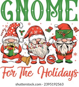 Gnome para las vacaciones, Gnome de Navidad, Gnomes, Navidad divertida, Gnomes familiares, gnomo dibujado a mano, Feliz Navidad	
