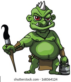 Gnome with a huge brush and paintbucket. This EPS AI 8 File has no Transparencies/Gradients.