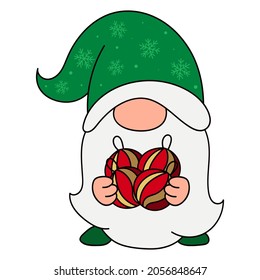 Gnome illustration. Christmas gnome clipart. Cute Vector Christmas illustration. Vector illustration of baby Xmas gnome for nursery room decor, posters, greeting cards and party invitations. svg
