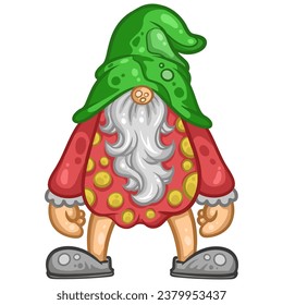 Gnome images, cute, bright colors On the white background Is a cute cartoon vector image