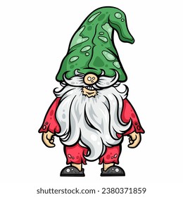 Gnome images, cute, bright colors On the white background Is a cute cartoon vector image