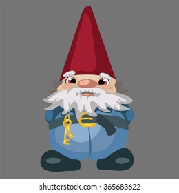 The gnome with the keys. Vector.