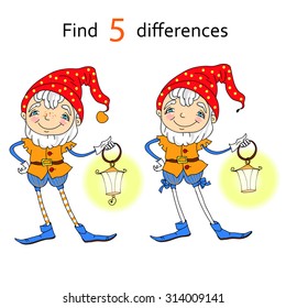 Gnome with lamp find differences  