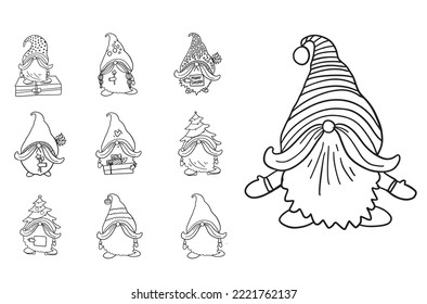 Gnome-Line-Färbung Weihnachtsgrafik