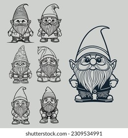 Gnome  Logo Set. Premium Design Collection. Vector illustration