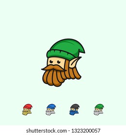 Gnome Logo Template With Color Option - Line Art Vector