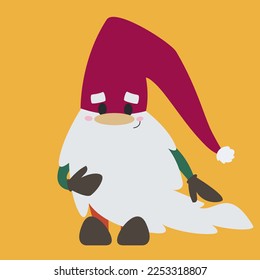 Gnome with long beard. Cute character in cartoon style.