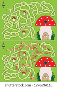 Gnome maze for kids with a solution