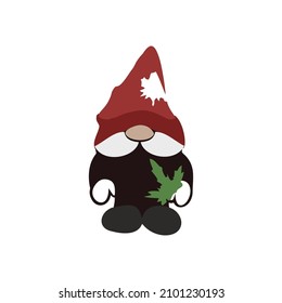 gnome with a mustache and a green leaf