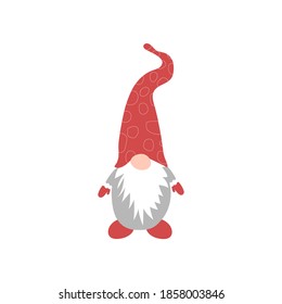 Сhristmas gnome  on white background. Vector illustration with gnome in red hats.