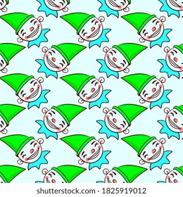 Gnome pattern, seamless pattern on blue background.
