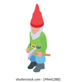 Gnome with pickaxe icon. Isometric of Gnome with pickaxe vector icon for web design isolated on white background