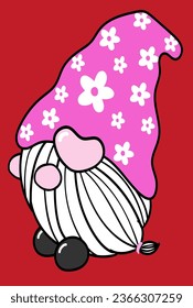 gnome with a pink hat with flowers