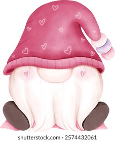 Gnome with a pink hat on Valentine's Day