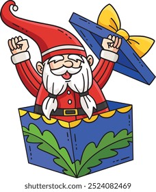 Gnome Popping Out of a Box Cartoon Colorido Clipart