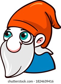 Gnome with red hat, illustration, vector on white background