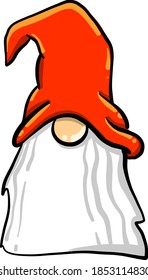 Gnome con sombrero rojo, ilustración, vector sobre fondo blanco