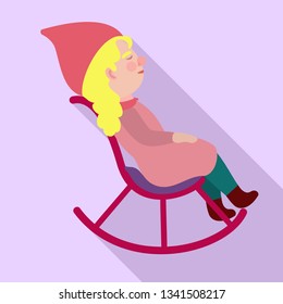 Gnome rocking chair icon. Flat illustration of gnome rocking chair vector icon for web design