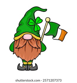 Gnome with Saint Patrick day cartoon.