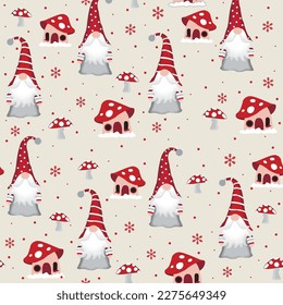 Gnome santa Christmas seamless wallpaper new