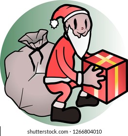 Gnome Santa puts a gift