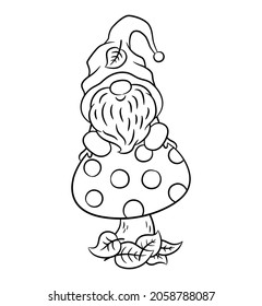 Gnome Sitting On Toadstool Cute Nordic Stock Vector (Royalty Free ...