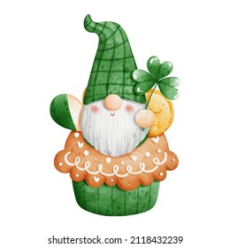 Gnome St. Patrick cupcake Ilustración del vector