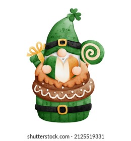 Gnome St. Patrick cupcake Ilustración del vector