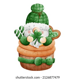 Gnome St. Patrick cupcake. Vector illustration