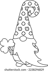 Gnome St Patrick's Day Outline Cartoon