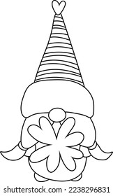 Gnome St Patrick's Day Outline Cartoon