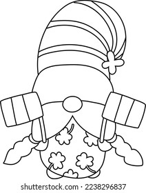 Gnome St Patrick's Day Outline Cartoon