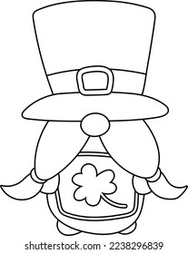 Gnome St Patrick's Day Outline Cartoon