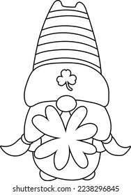 Gnome St Patrick's Day Outline Cartoon