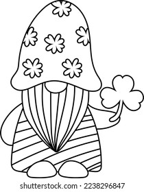 Gnome St Patrick's Day Outline Cartoon