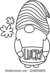 Gnome St Patrick's Day Outline Cartoon