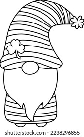 Gnome St Patrick's Day Outline Cartoon