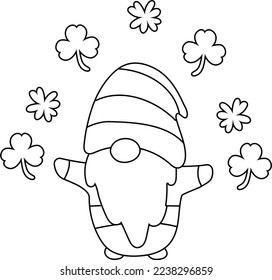 Gnome St Patrick's Day Outline Cartoon
