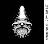 gnome vector art illustration silhouette logo design black and white 