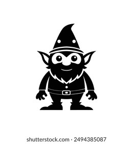 gnome vector art illustration silhouette logo design black and white 