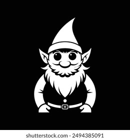 gnome vector art illustration silhouette logo design black and white 