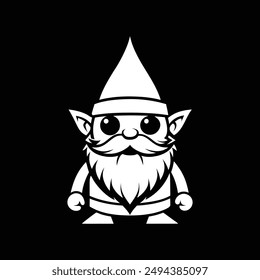 gnome vector art illustration silhouette logo design black and white 