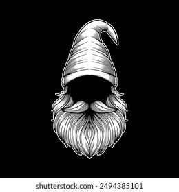 gnome vector art illustration silhouette logo design black and white 