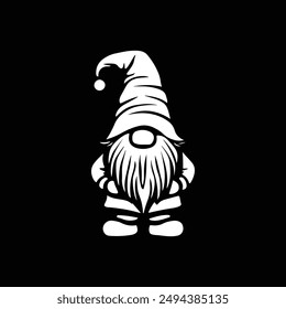 gnome vector art illustration silhouette logo design black and white 