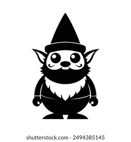 gnome vector art illustration silhouette logo design black and white 