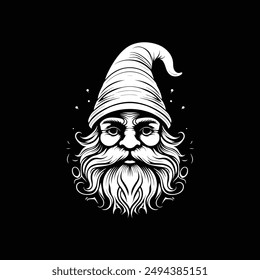 diseño de logotipo de silueta de ilustración de Arte vectorial gnome en blanco y negro 