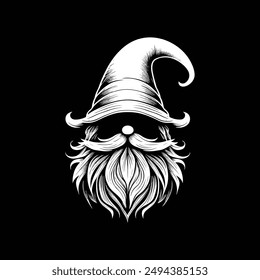gnome vector art illustration silhouette logo design black and white 