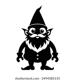 gnome vector art illustration silhouette logo design black and white 