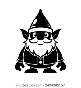 gnome vector art illustration silhouette logo design black and white 