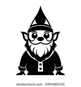 gnome vector art illustration silhouette logo design black and white 